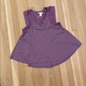 Purple tank style shirt with lace back